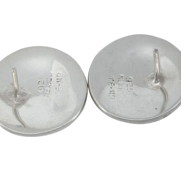 Vintage Mexico Taxco TE-43 Sterling Silver 925 Abalone Inlay Earrings - Picture 3 of 6